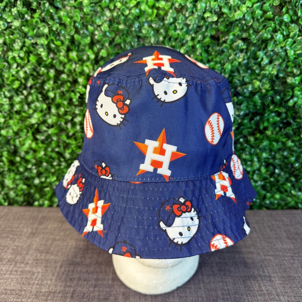 Hello Kitty Houston Astros Bucket Hat Navy Blue Baseball Cap MLB One Size